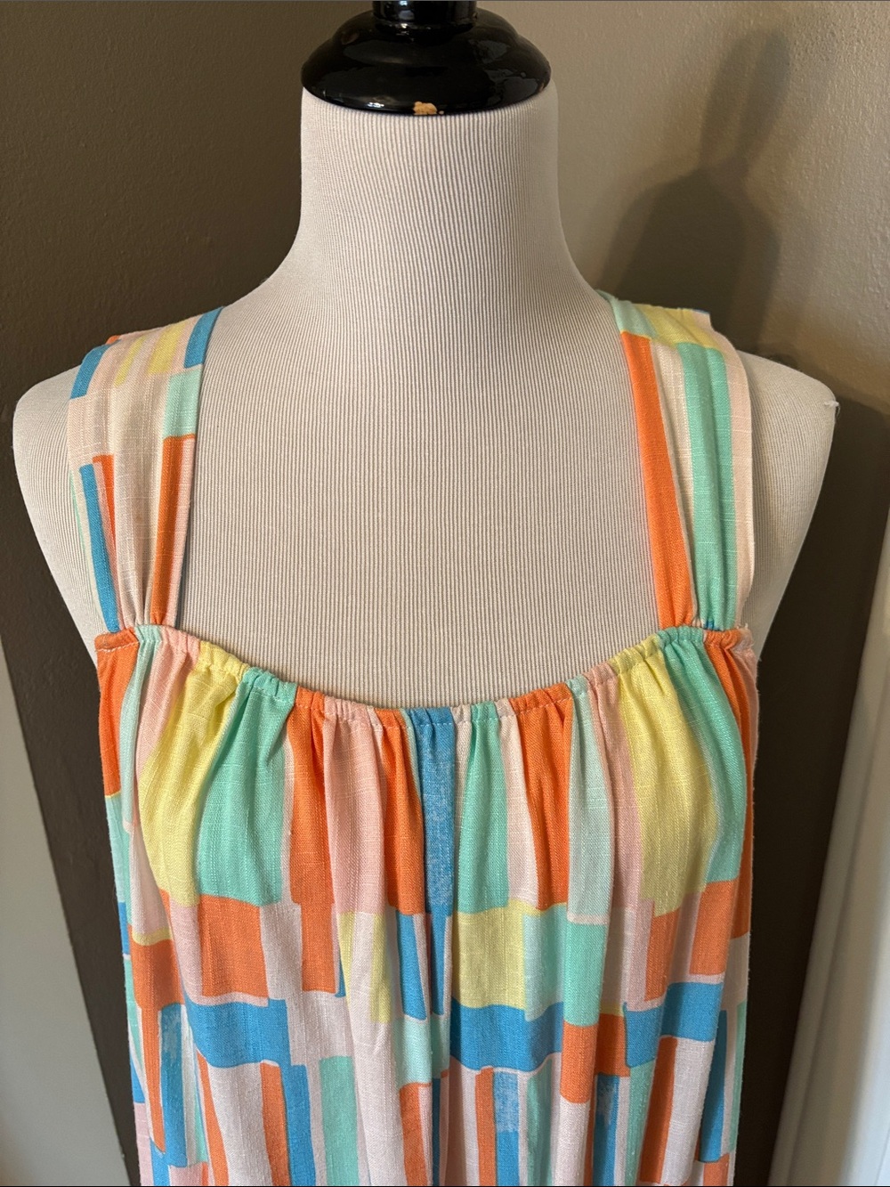Wonderly Multicolor Pastel Block Print Maxi Dress - Picture 2 of 4